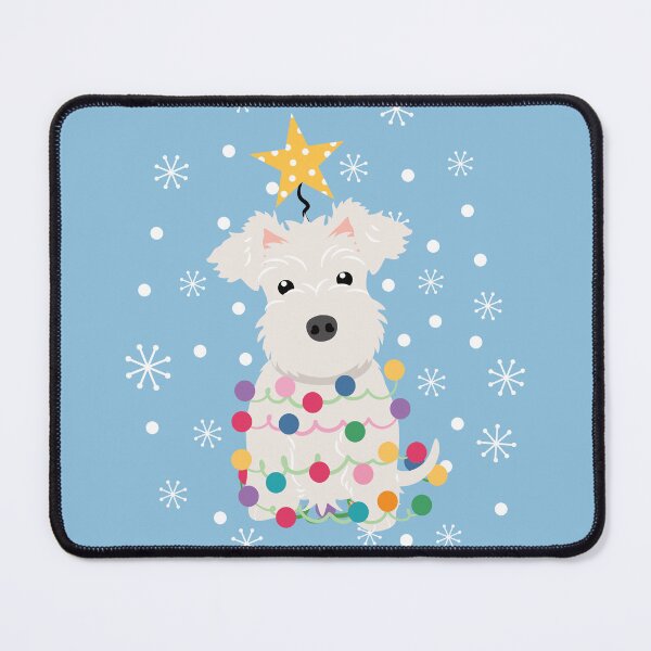 Item preview, White Miniature Schnauzer Christmas Tree  designed and sold by Lulupainting.