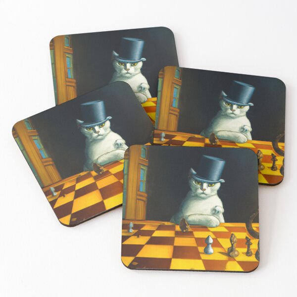 Item preview, Cat in the Hat Plays Chess Surreal Art designed and sold by DigitalMandy.
