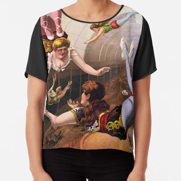 Circus Series Flying Trapeze Performers Chiffon Top
