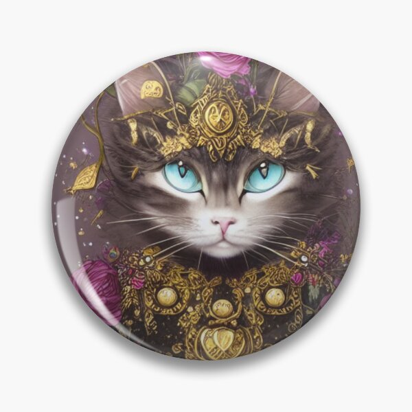Item preview, Beautiful Fantasy Whimsical Cat Pastel Illustration with flowers and gold in background designed and sold by ManifestoDesign.