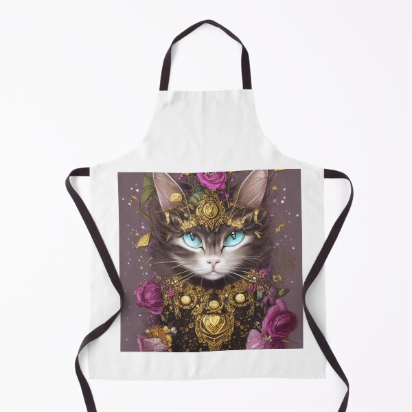 Item preview, Beautiful Fantasy Whimsical Cat Pastel Illustration with flowers and gold in background designed and sold by ManifestoDesign.