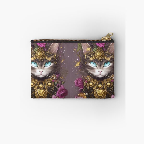 Item preview, Beautiful Fantasy Whimsical Cat Pastel Illustration with flowers and gold in background designed and sold by ManifestoDesign.