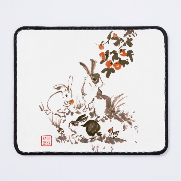 Item preview, Rabbits eating persimmon + mushrooms designed and sold by joannahliu.