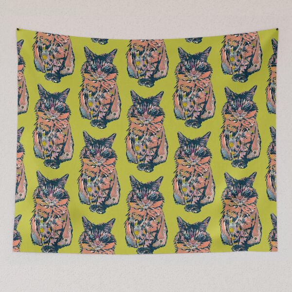 Item preview, Navy Coral Polka Dot Kitty Cat  designed and sold by ginaisarty.