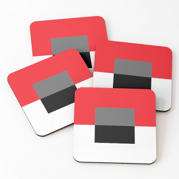 Item preview, Red Gray Black and White Minimal Solid Color Abstract Shapes designed and sold by All-Black-White.