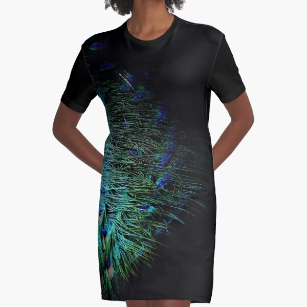 Peacock Feather Graphic T-Shirt Dress