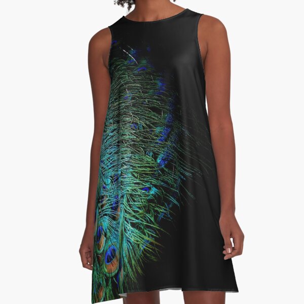 Peacock Feather A-Line Dress