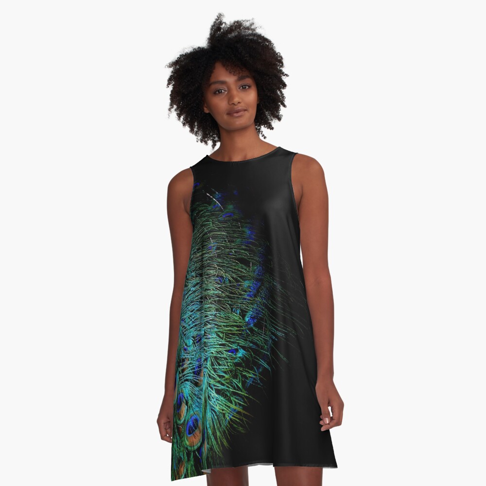 Peacock Feather A-Line Dress