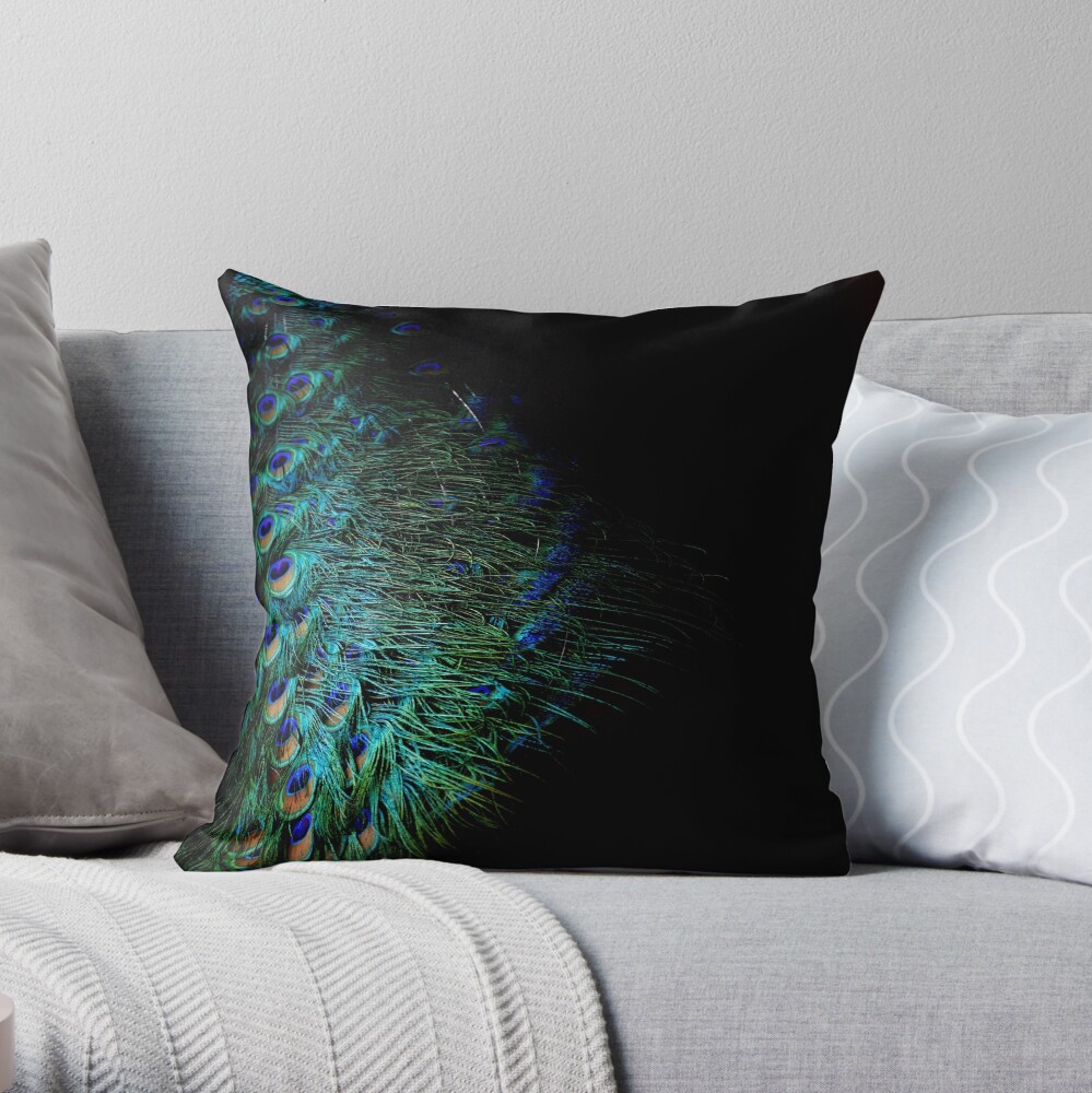 Peacock Feather Throw Pillow