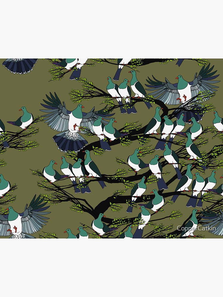 Kereru on moss sky by CopperCatkin