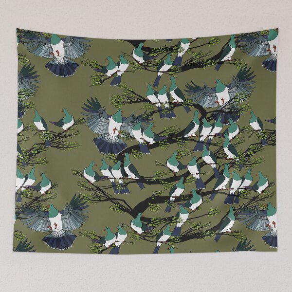 Item preview, Kereru on moss sky designed and sold by CopperCatkin.