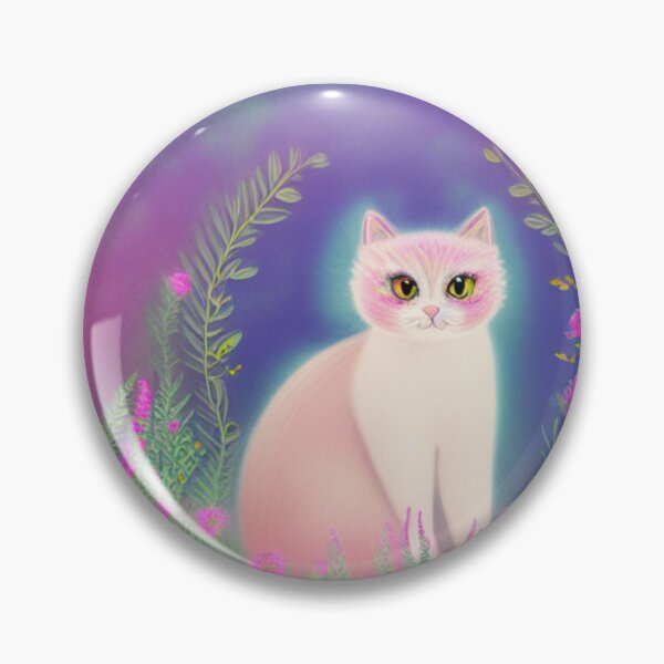 Item preview, Beautiful Fantasy Whimsical Cat Pastel Illustration with flowers in background designed and sold by ManifestoDesign.