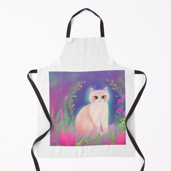 Item preview, Beautiful Fantasy Whimsical Cat Pastel Illustration with flowers in background designed and sold by ManifestoDesign.
