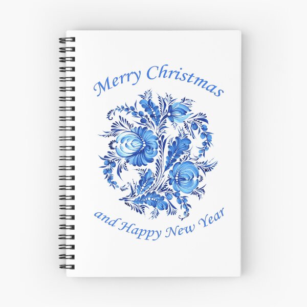 Item preview, Christmas giftcard Hand painted Blue flowers Winter Flowers Petrykivka painting Ukrainian art designed and sold by Sunflower-7.