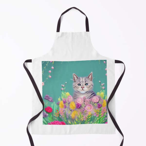 Item preview, Beautiful Fantasy Whimsical Cat Pastel Illustration with flowers in background designed and sold by ManifestoDesign.