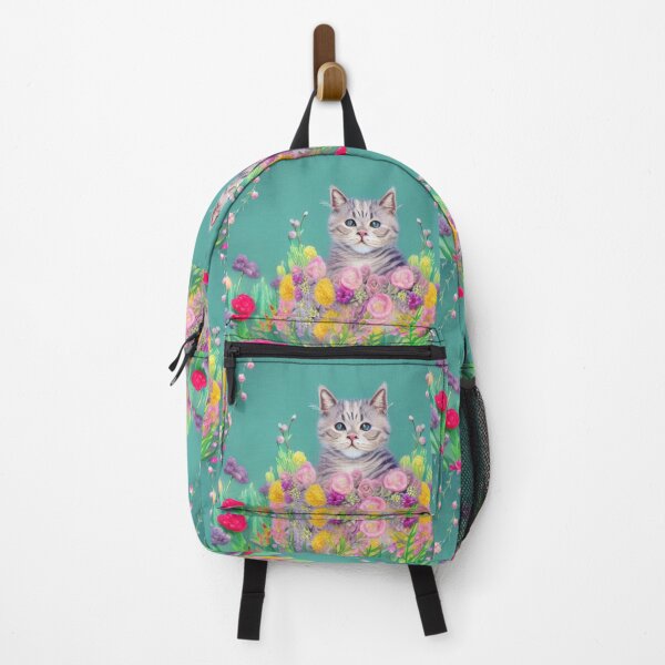 Item preview, Beautiful Fantasy Whimsical Cat Pastel Illustration with flowers in background designed and sold by ManifestoDesign.