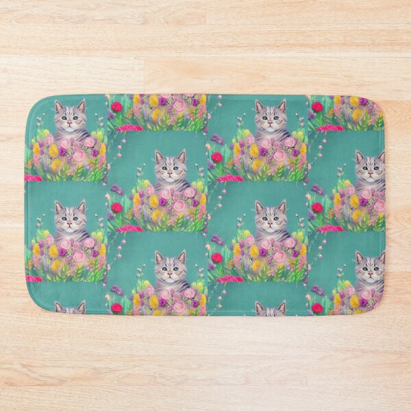 Item preview, Beautiful Fantasy Whimsical Cat Pastel Illustration with flowers in background designed and sold by ManifestoDesign.