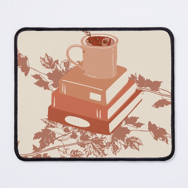 Item preview, books, coffee, and autumn leaves designed and sold by BeCreativeArts.