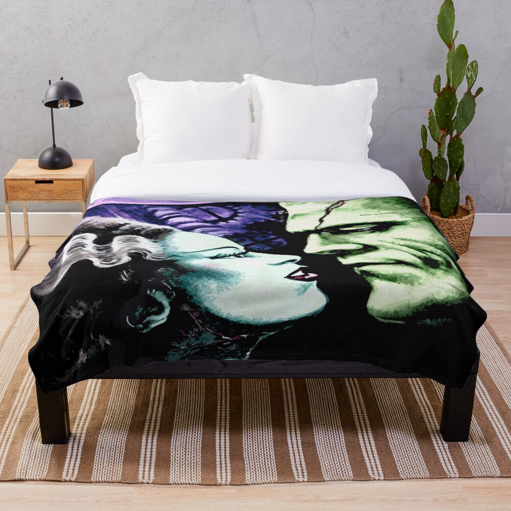 Bride & Frankie Monsters in Love Throw Blanket