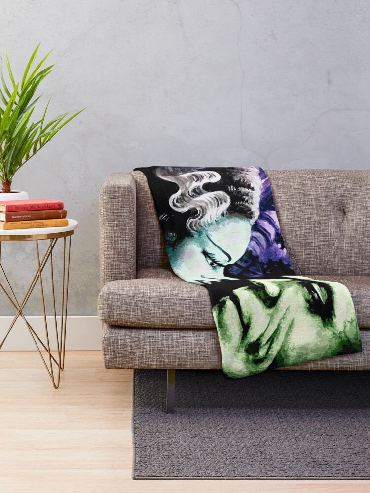 Alternate view of Bride & Frankie Monsters in Love Throw Blanket