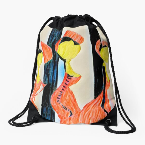 Sisters in Orange Drawstring Bag