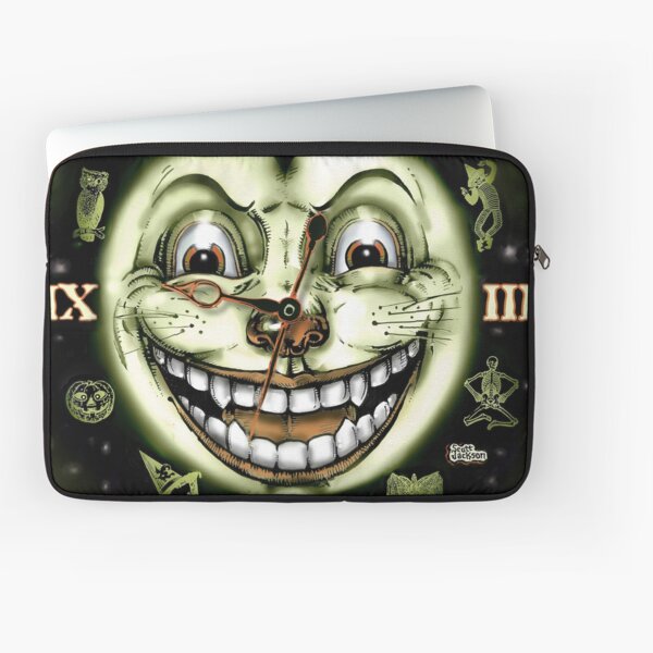 Black Cat 13 Halloween Clock Laptop Sleeve