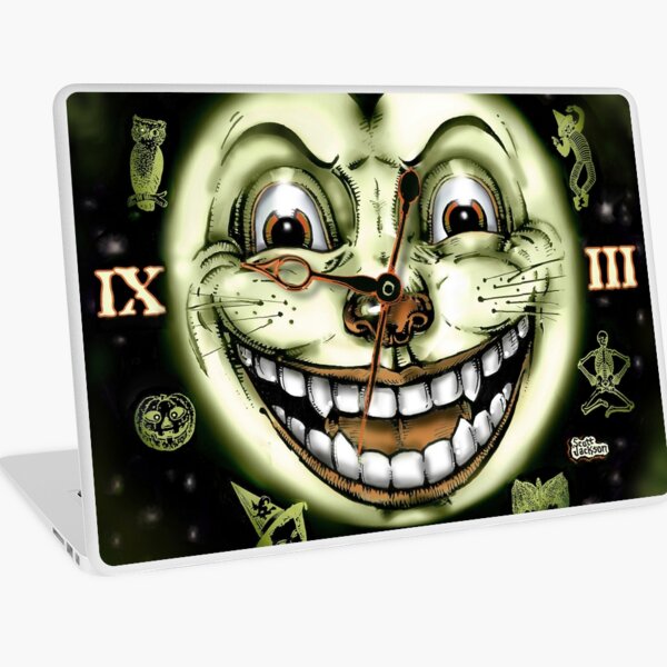 Black Cat 13 Halloween Clock Laptop Skin