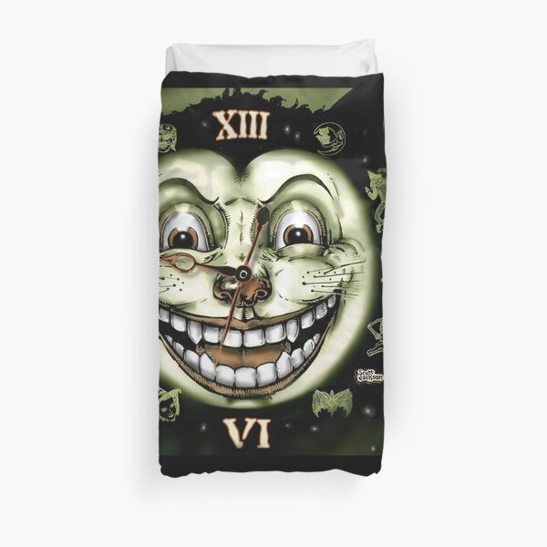 Black Cat 13 Halloween Clock Duvet Cover