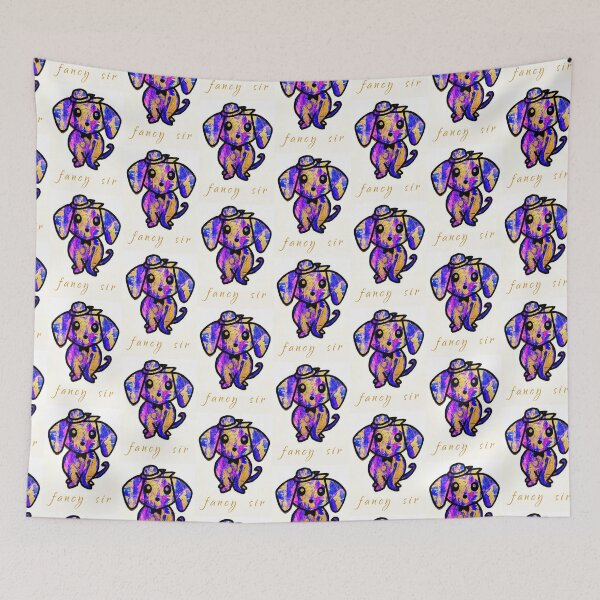Item preview, Fancy sir blue gold purple dog wearing hat designed and sold by Grey Robinson.