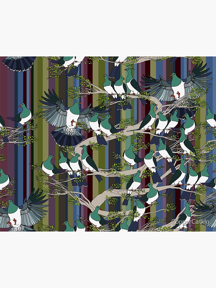 Kereru on retro stripe by CopperCatkin