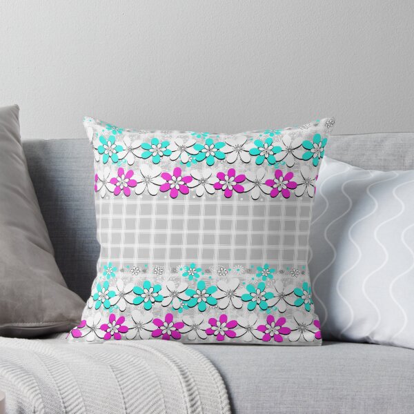 Item preview, Floral neon turquoise and pink flowers  designed and sold by fuzzyfox.