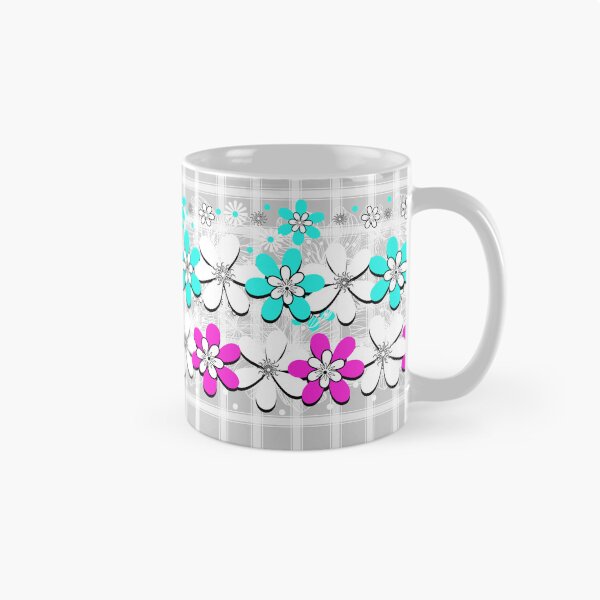 Item preview, Floral neon turquoise and pink flowers  designed and sold by fuzzyfox.