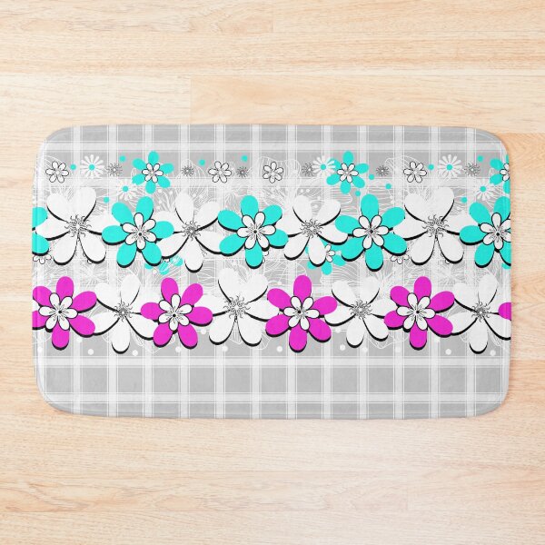 Item preview, Floral neon turquoise and pink flowers  designed and sold by fuzzyfox.