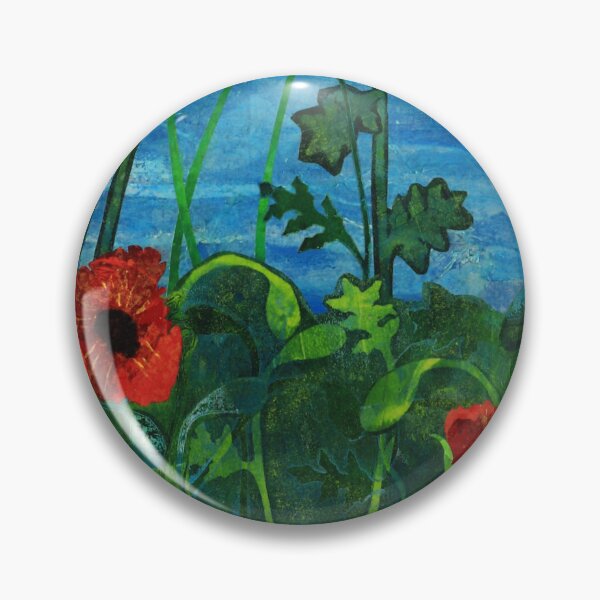 Item preview, Poppies landscape, richly coloured and textured mixed media painting on board designed and sold by AliSullivanArt.