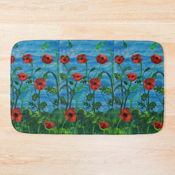 Item preview, Poppies landscape, richly coloured and textured mixed media painting on board designed and sold by AliSullivanArt.