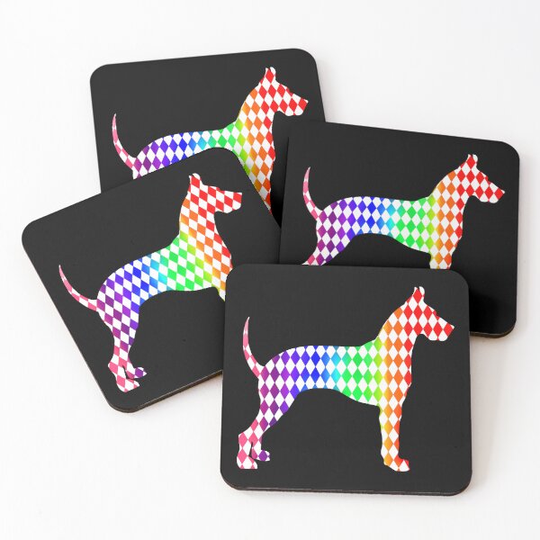 Artikelvorschau, Bunte Regenbogen-Harlekin-Deutsche Dogge-Silhouette entworfen und verkauft von Deborah Camp.