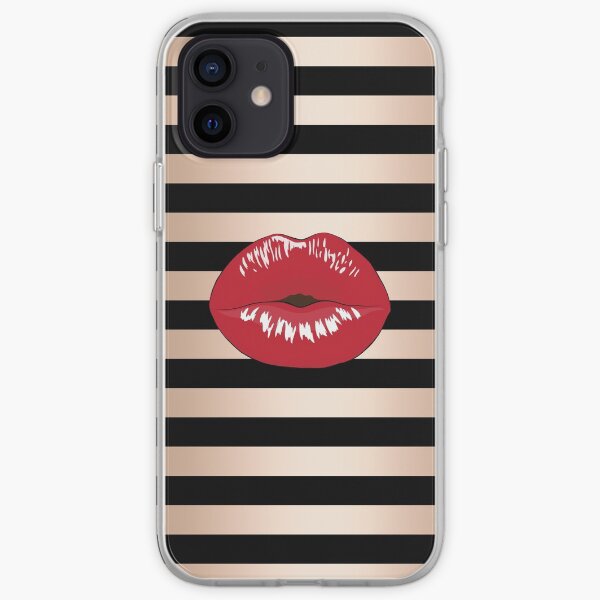 Chick lips and rose gold stripe iPhone Soft Case