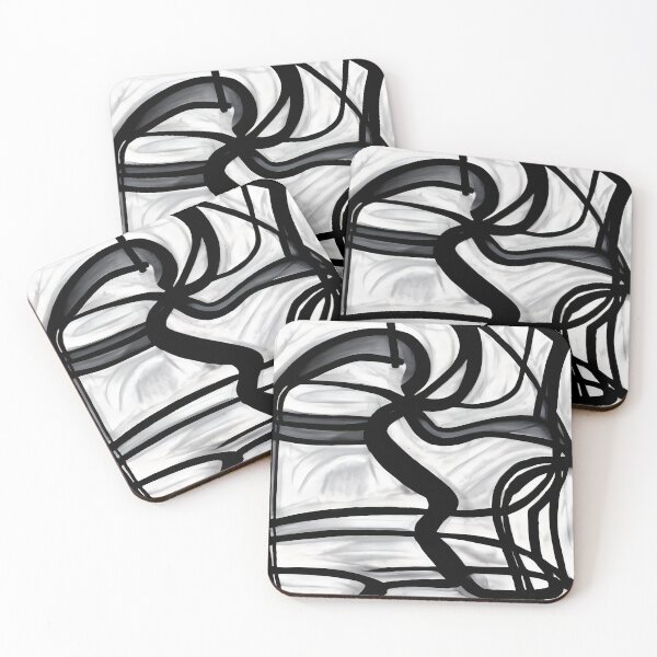 Item preview, Levule Figecat Ofo - Abstract psychedelic black and white painting designed and sold by thecocotouchart.