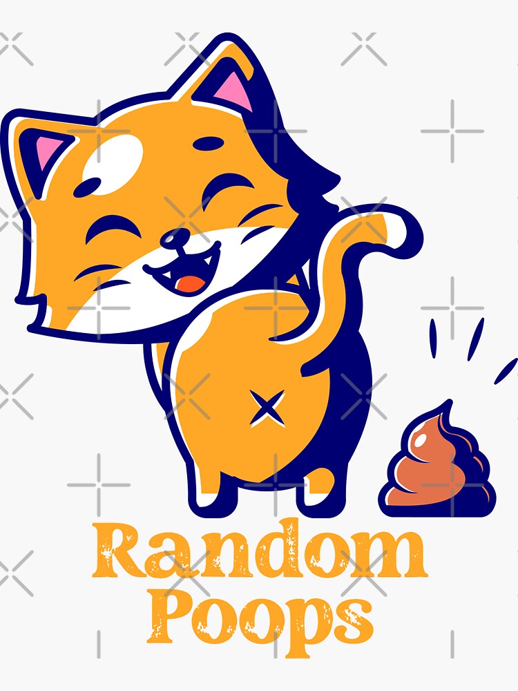 "Random Poops Funny Pooping Cat" Sticker for Sale by PeachesMommy