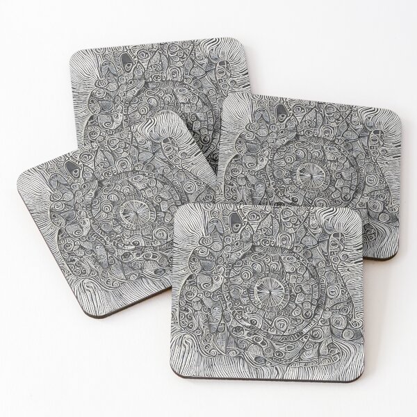 Item preview, Lofukayi Tijeyun - Abstract psychedelic black and white painting designed and sold by thecocotouchart.