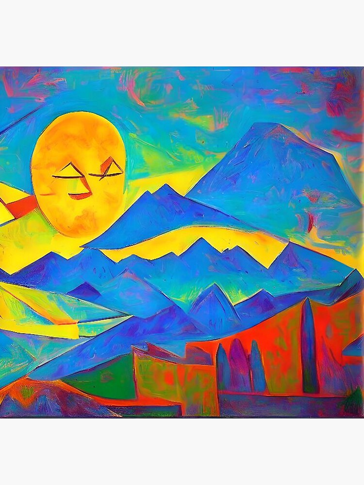 Sticker for Sale mit Sonne über den Bergen (Pablo Picasso) von