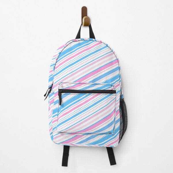 Item preview, Pink White and Baby Blue Diagonal Stripes Pattern designed and sold by humnoo.