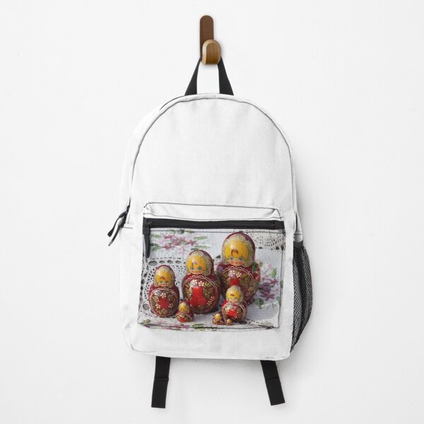 Item preview, photo of wooden nesting dolls on an embroidered napkin designed and sold by YuYuKoroleva.