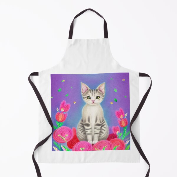 Item preview, Beautiful Fantasy Whimsical Cat Pastel Illustration with flowers in background designed and sold by ManifestoDesign.