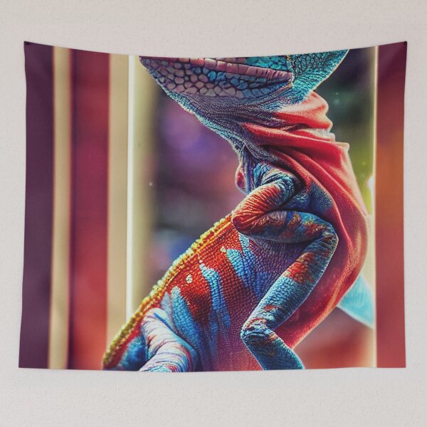 Item preview, A strange colorful chameleon in the windowsill designed and sold by RK - Shop.