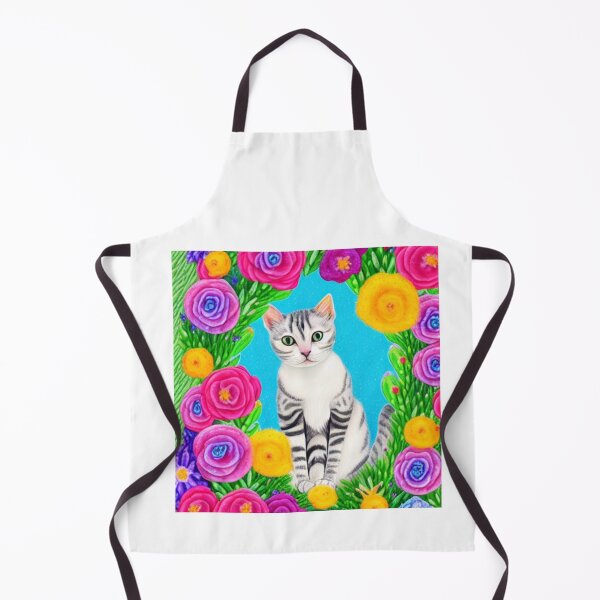 Item preview, Beautiful Fantasy Whimsical Cat Pastel Illustration with flowers in background designed and sold by ManifestoDesign.