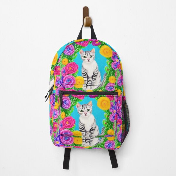 Item preview, Beautiful Fantasy Whimsical Cat Pastel Illustration with flowers in background designed and sold by ManifestoDesign.