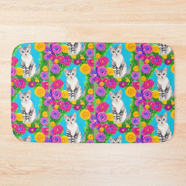 Item preview, Beautiful Fantasy Whimsical Cat Pastel Illustration with flowers in background designed and sold by ManifestoDesign.