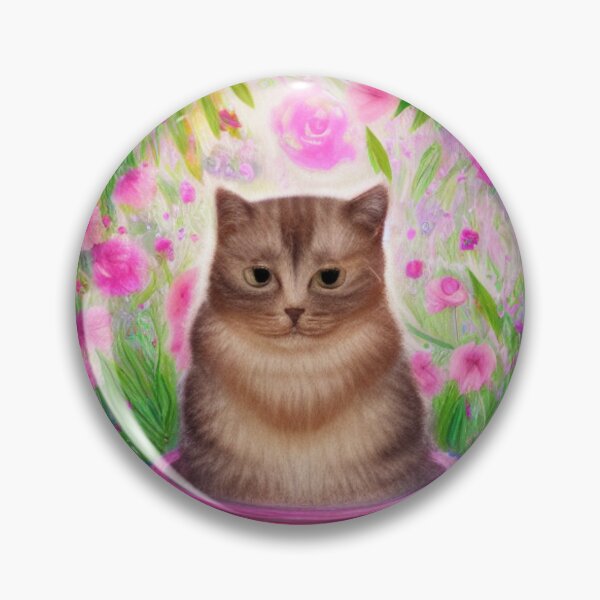 Item preview, Beautiful Fantasy Whimsical Cat Pastel Illustration with flowers in background designed and sold by ManifestoDesign.