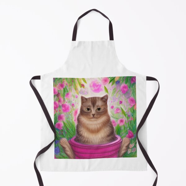 Item preview, Beautiful Fantasy Whimsical Cat Pastel Illustration with flowers in background designed and sold by ManifestoDesign.